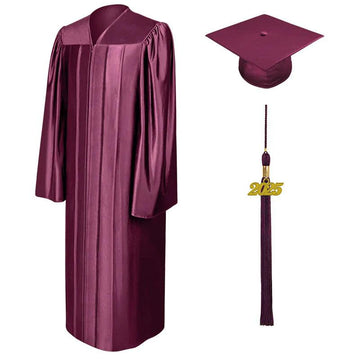 Shiny Maroon Junior High/Middle School Cap & Gown - Graduation Gown 