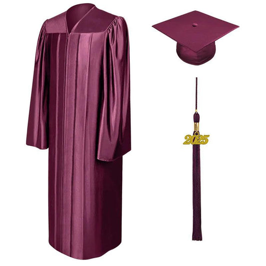Shiny Maroon Junior High/Middle School Cap & Gown - Graduation Gown 