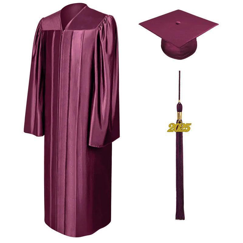12 Colors Shiny Bachelors Graduation Cap and Gown - Graduation Gown 