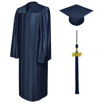 Shiny Navy Blue Bachelors Cap & Gown - Graduation Gown 