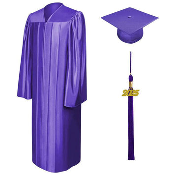 Shiny Purple High School Cap & Gown - Graduation Gown 