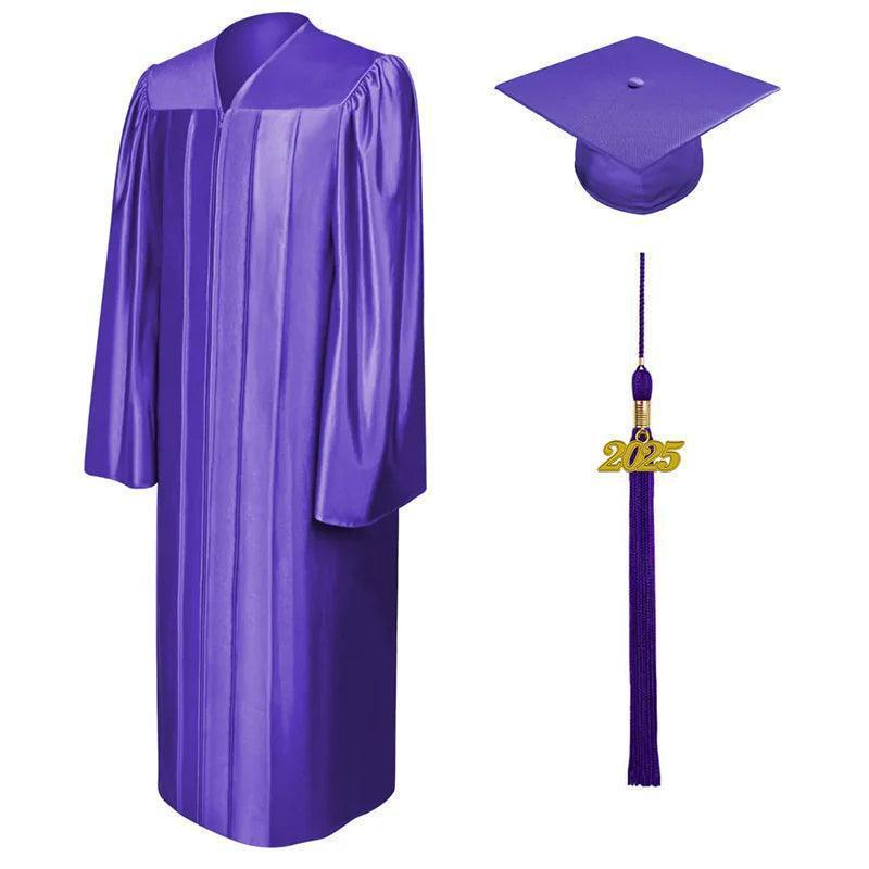 12 Colors Shiny Bachelors Graduation Cap and Gown - Graduation Gown 