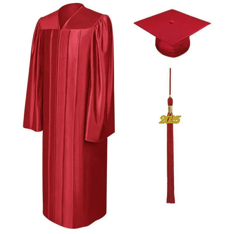 12 Colors Shiny Junior High/Middle School Graduation Cap and Gown - Graduation Gown 