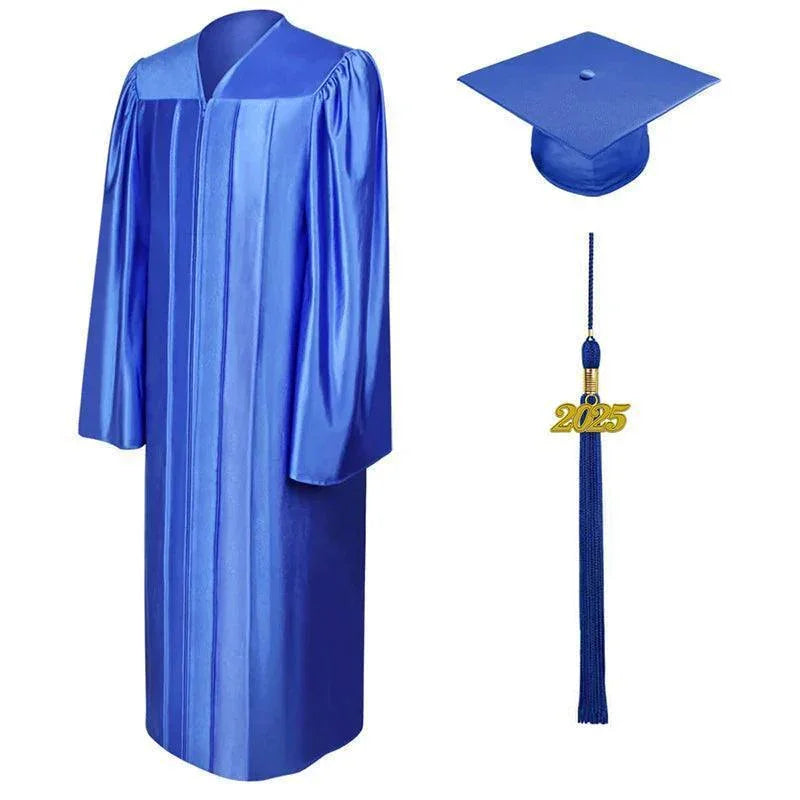 12 Colors Shiny High School Graduation Cap and Gown - Graduation Gown 