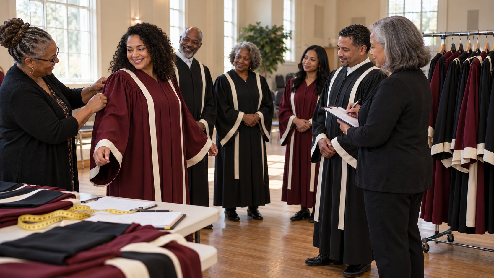 Anonymous group fitting for coordinated choir apparel