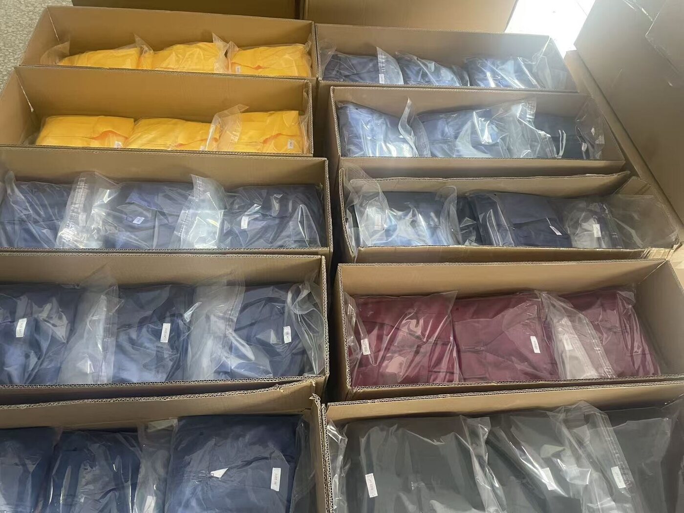 Garments prepared and packed